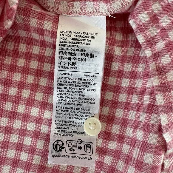 Levi's Women’s Resort Pink and White Gingham Button Down Short Sleeve Shirt 3X - Picture 8 of 12